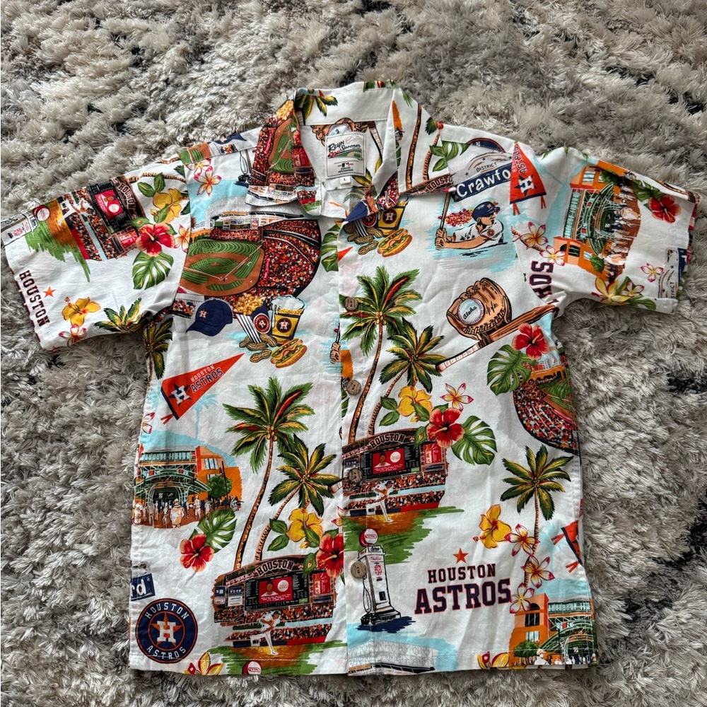 Youth Large, Reyn Spooner Baseball Hawaiian Shirt, like new